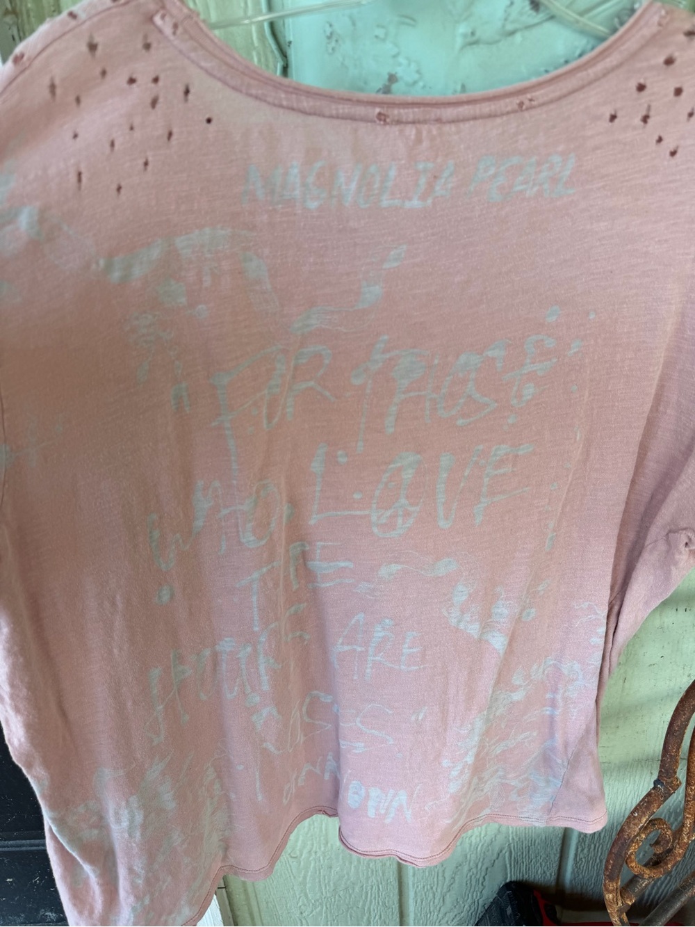 Lot of 2 Magnolia Pearl short sleeve tee shirts pink and gray. O/S will trade - Picture 10 of 11